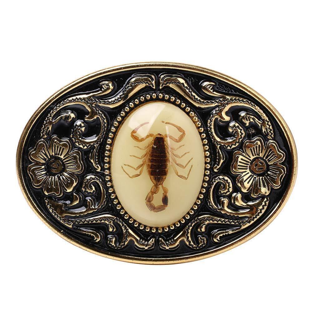 9160 Belt Buckle - Unique Luminous Stone Native American White 3D Scorpion